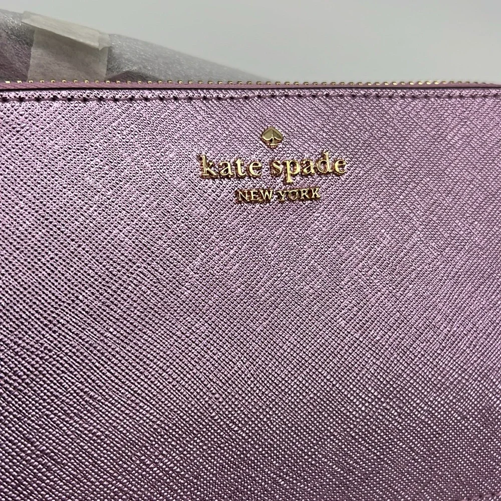 Kate Spade Lucy Metallic Small L-zip Wristlet Quartz Pink